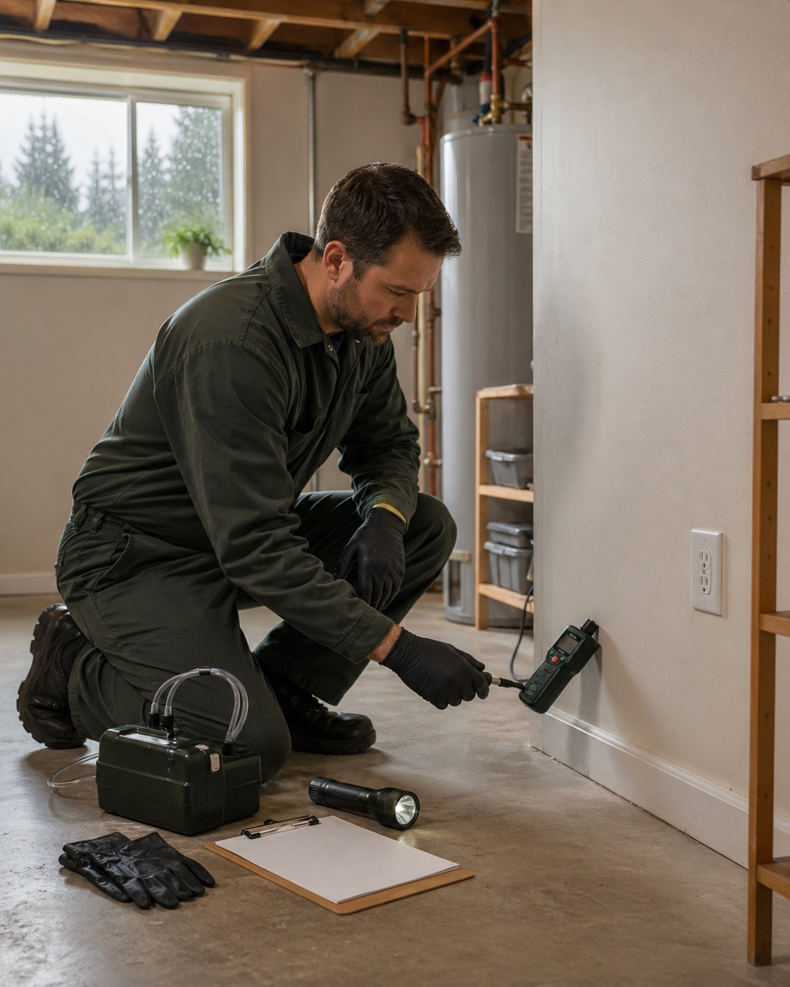 Professional mold inspection equipment in a Seattle home
